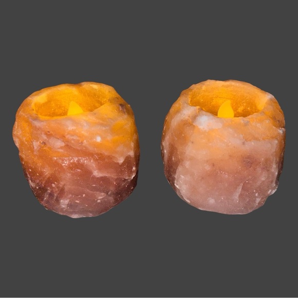 💋 4 FOR $50 / Set of 2 Himalayan Pink Rock Salt Tea-light Candle Holders - Picture 8 of 10